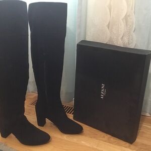 Black suede over the knee boots